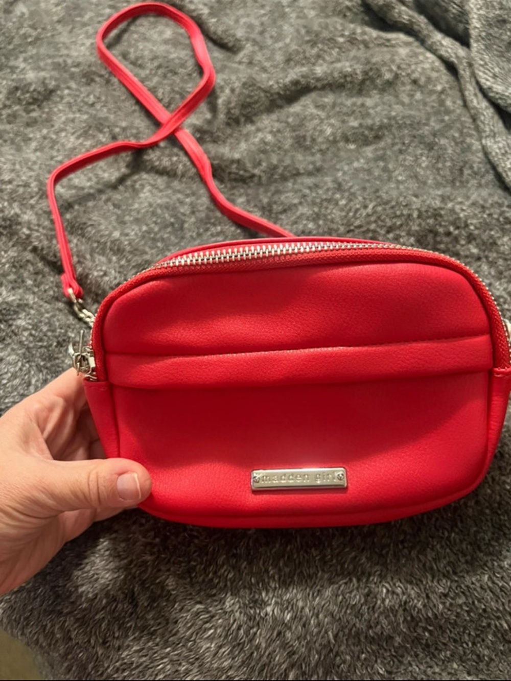 Steve Madden Bright Red Crossbody Bag with Silver Hardware